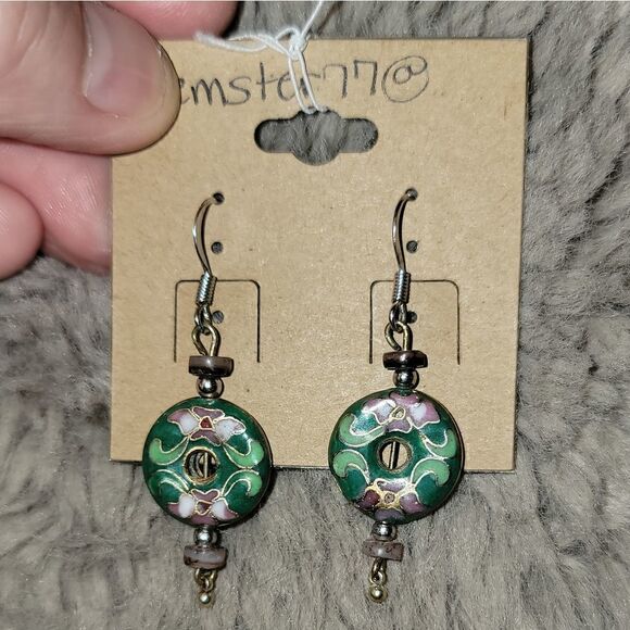 Dangling Earrings, Donut Pendants, Rare Beads #E160 - Picture 1 of 3